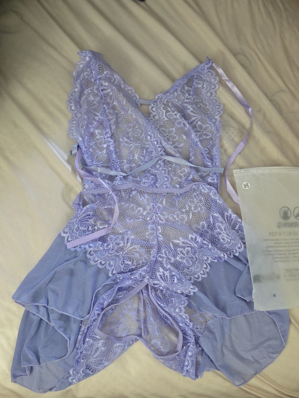 Lace & Chiffon Lavender Babydoll Chemise